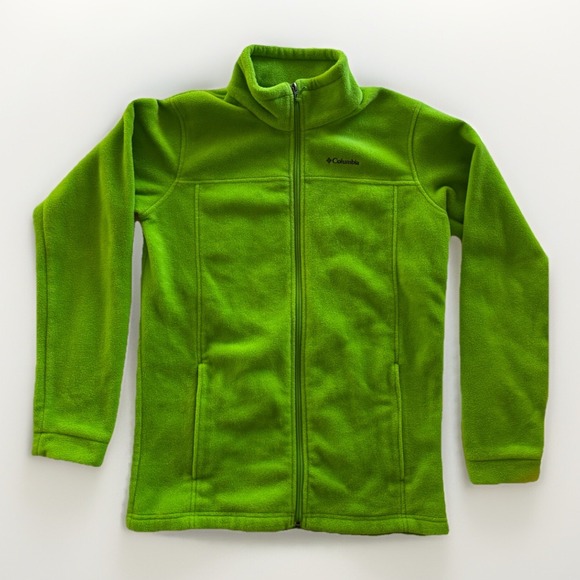 Columbia Boy's & Girl's Green Fleece Full Zip Jacket Size XL 18-20 Lime Neon - Picture 1 of 15